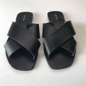 New Giulia Palau Black Slide Sandals
